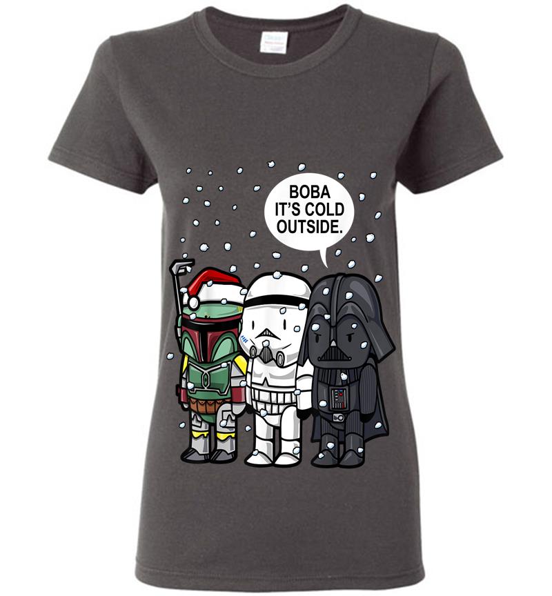 Inktee Store - Star Wars Christmas Boba It'S Cold Outside Graphic Womens T-Shirt Image