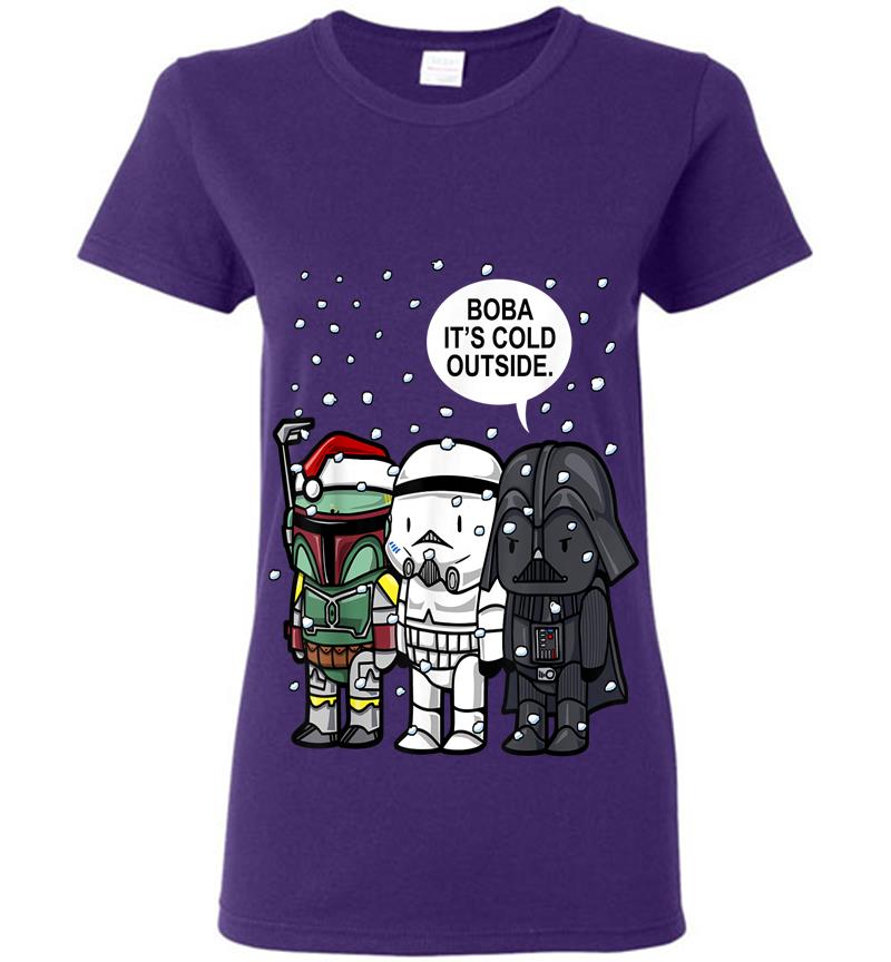 Inktee Store - Star Wars Christmas Boba It'S Cold Outside Graphic Womens T-Shirt Image