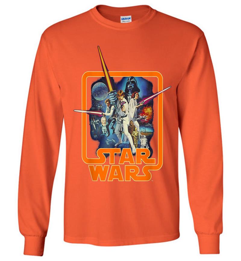 Inktee Store - Star Wars Classic A New Hope Movie Badge Graphic Long Sleeve T-Shirt Image