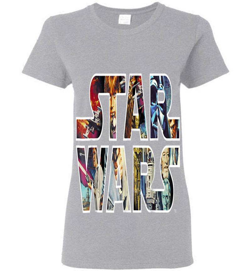 Inktee Store - Star Wars Classic Movie Poster Logo Graphic Womens T-Shirt Image