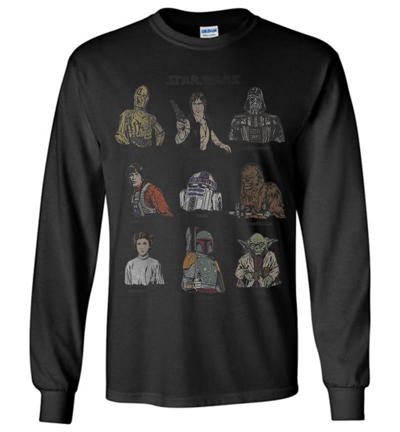 Star Wars Classic Retro Character Cast Cartoon Style Long Sleeve T-Shirt