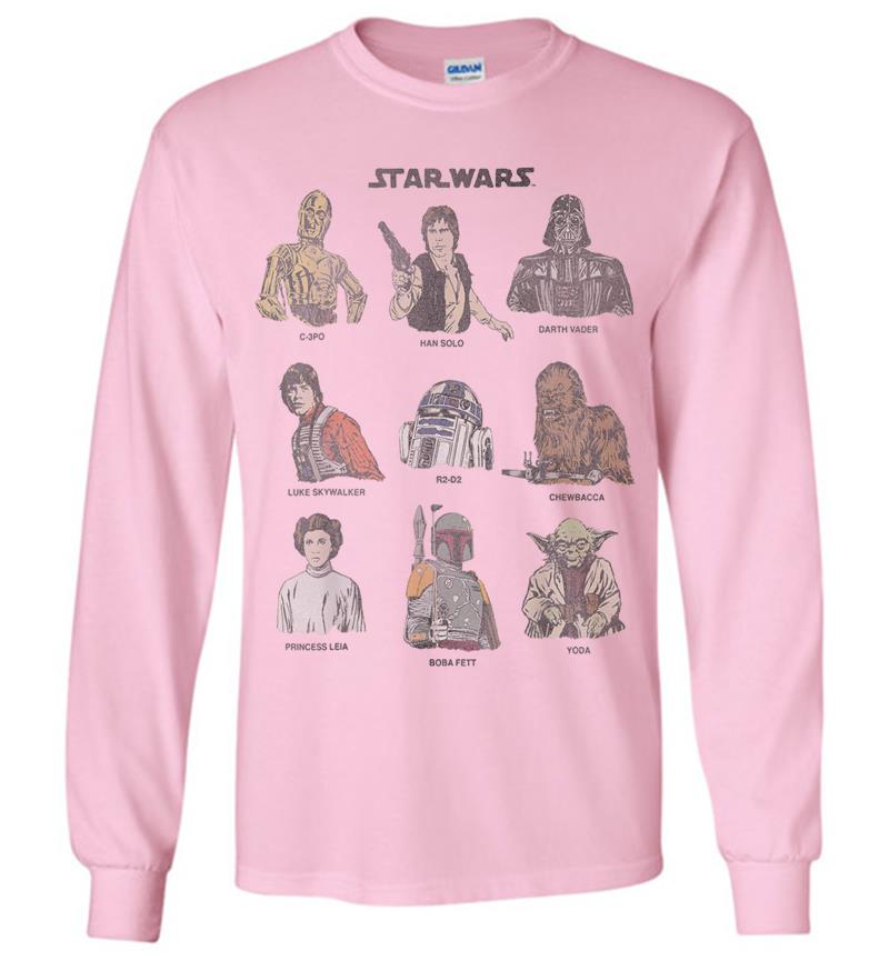 Inktee Store - Star Wars Classic Retro Character Cast Cartoon Style Long Sleeve T-Shirt Image