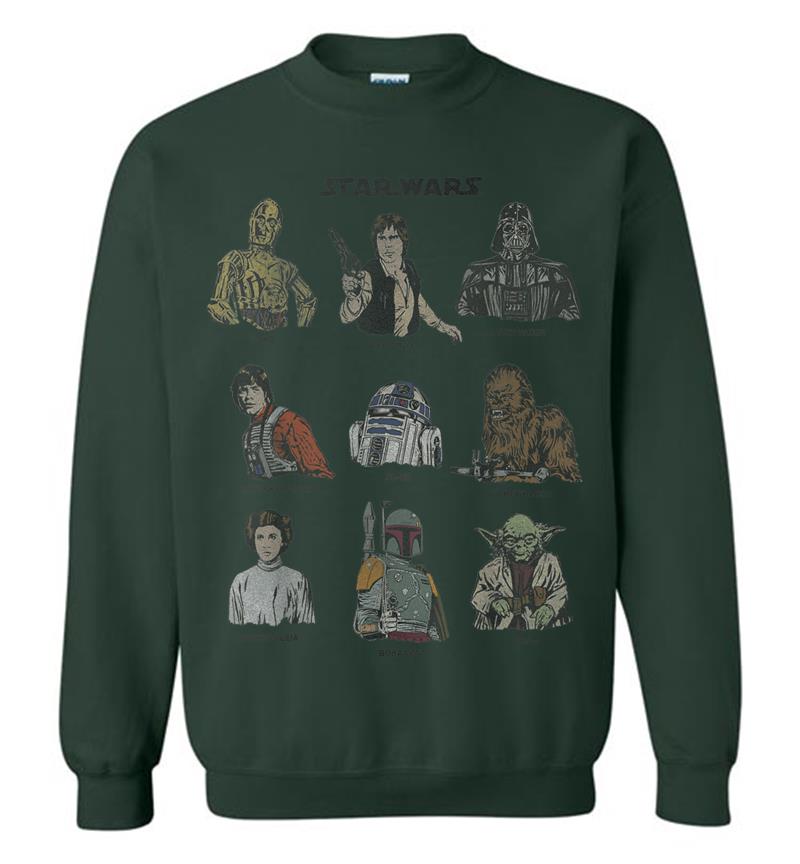 Inktee Store - Star Wars Classic Retro Character Cast Cartoon Style Sweatshirt Image