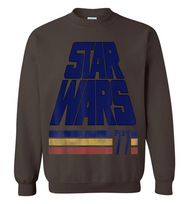 Inktee Store - Star Wars Classic Retro Slanted Logo Striped '77 C1 Sweatshirt Image
