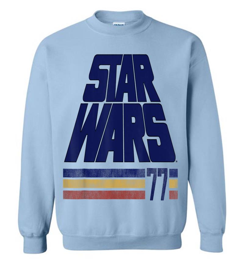 Inktee Store - Star Wars Classic Retro Slanted Logo Striped '77 C1 Sweatshirt Image