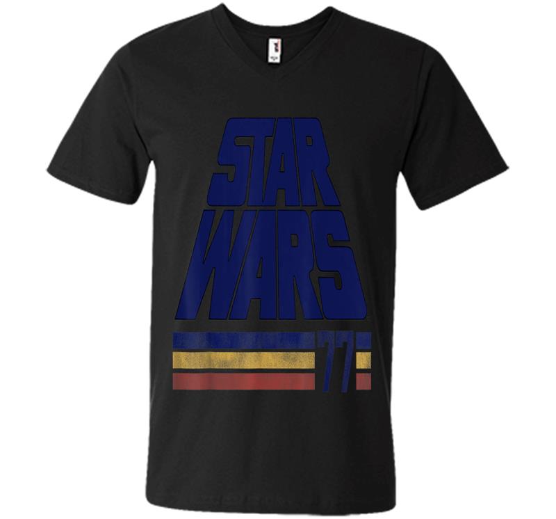 Star Wars Classic Retro Slanted Logo Striped '77 C1 V-Neck T-Shirt