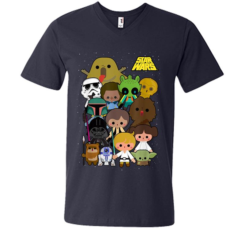Inktee Store - Star Wars Cute Cartoon Character Group Kawaii V-Neck T-Shirt Image