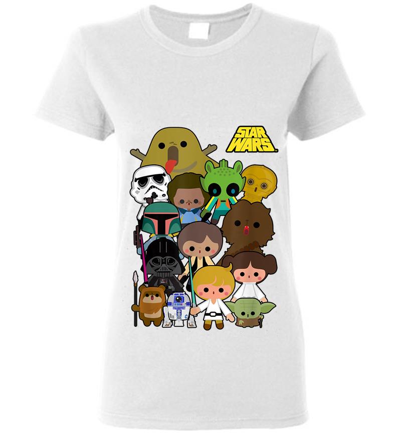 Inktee Store - Star Wars Cute Cartoon Character Group Kawaii Womens T-Shirt Image