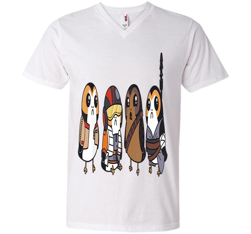 Inktee Store - Star Wars Cute Porgs Dressed As Characters Portrait V-Neck T-Shirt Image