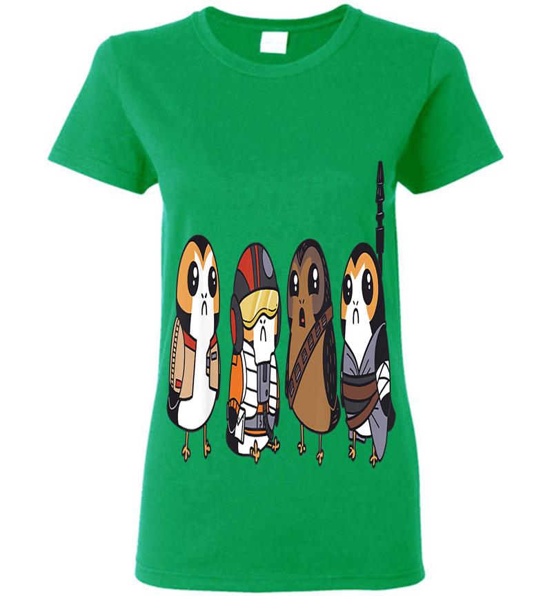 Inktee Store - Star Wars Cute Porgs Dressed As Characters Portrait Womens T-Shirt Image