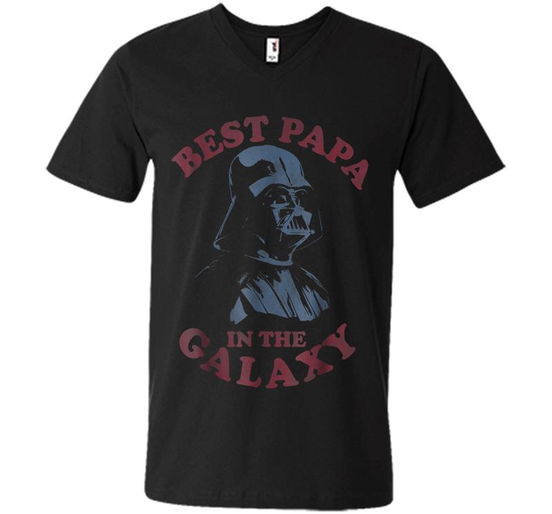 Star Wars Darth Vader Retro Best Papa Graphic V-Neck T-Shirt