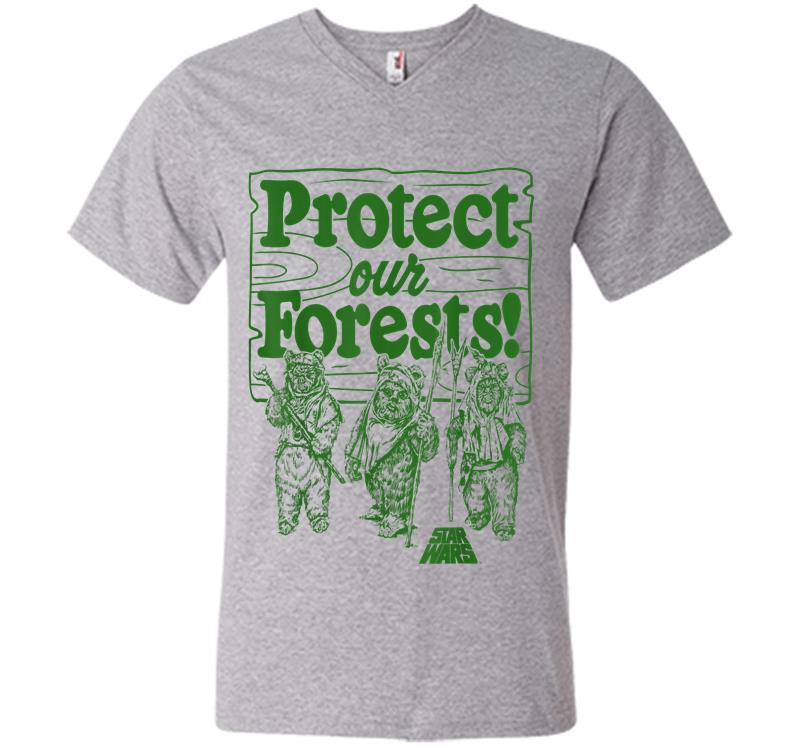 Inktee Store - Star Wars Ewoks Protect Our Forests Camp Graphic C1 V-Neck T-Shirt Image