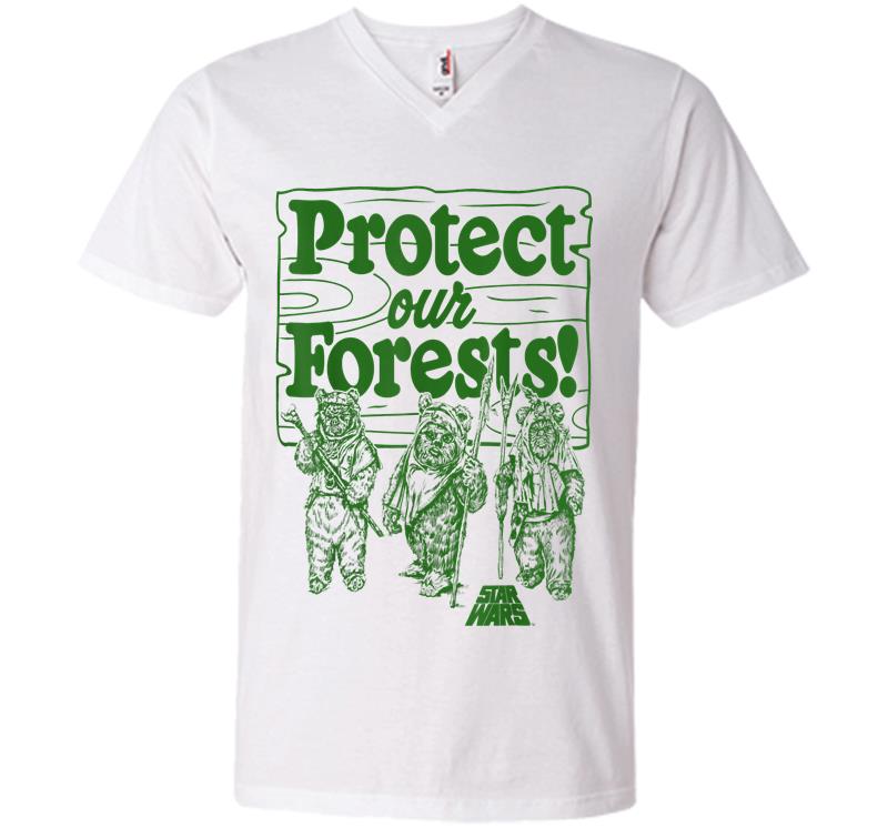 Inktee Store - Star Wars Ewoks Protect Our Forests Camp Graphic C1 V-Neck T-Shirt Image