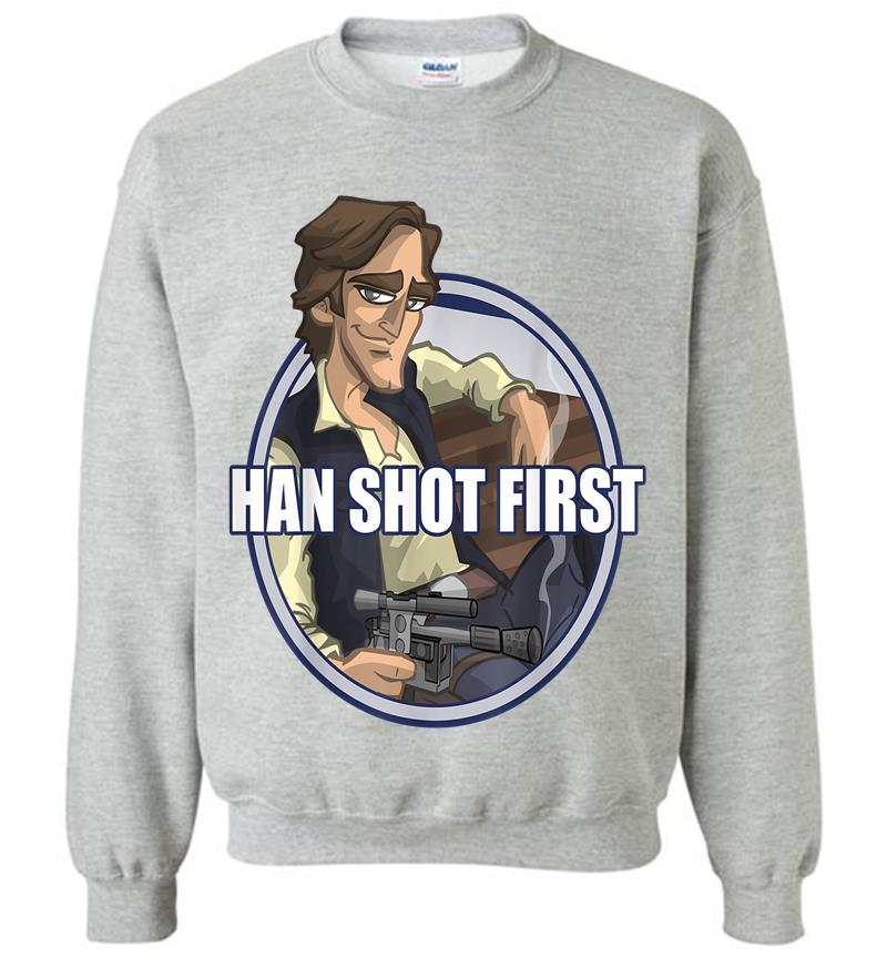 Inktee Store - Star Wars Han Solo Shot First Cartoon Graphic Sweatshirt Image