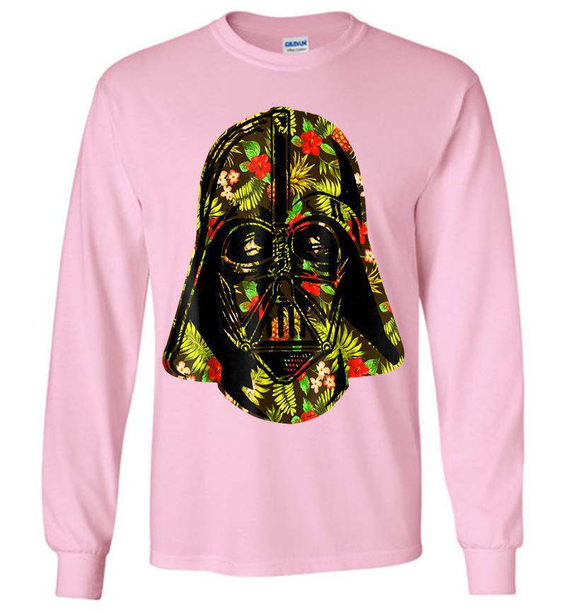Inktee Store - Star Wars Hawaiian Print Darth Vader Helmet Graphic Long Sleeve T-Shirt Image
