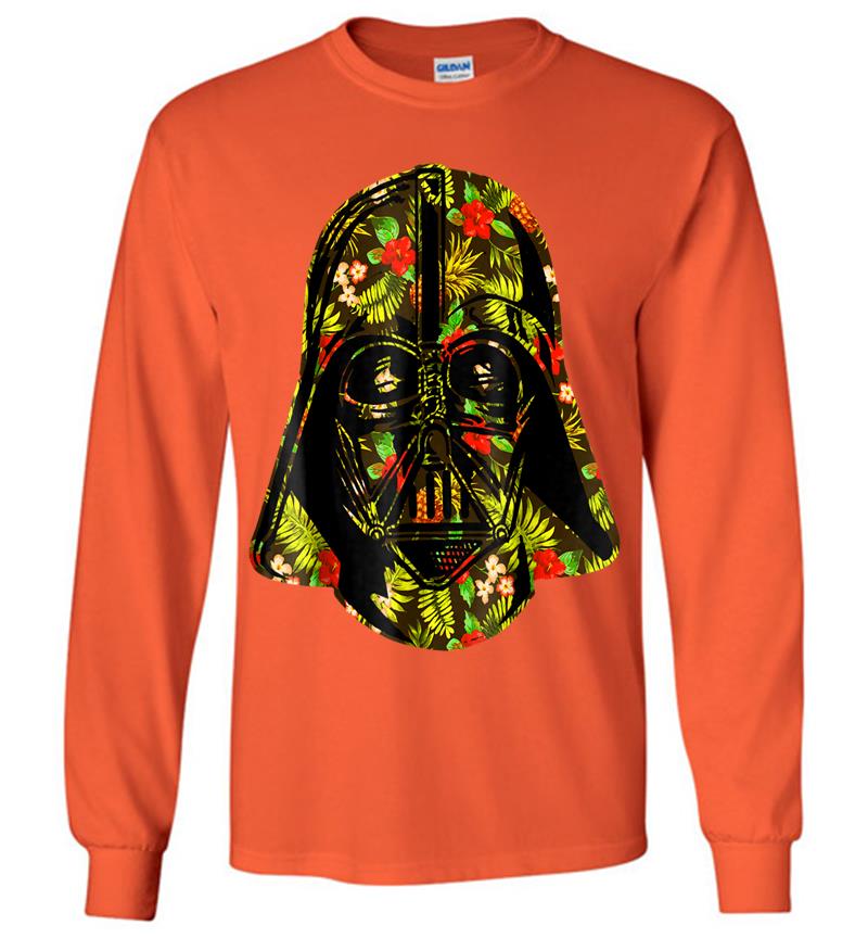 Inktee Store - Star Wars Hawaiian Print Darth Vader Helmet Graphic Long Sleeve T-Shirt Image