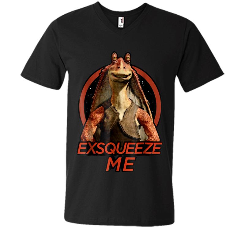 Star Wars Jar Jar Binks Exsqueeze Me Graphic Z1 V-Neck T-Shirt