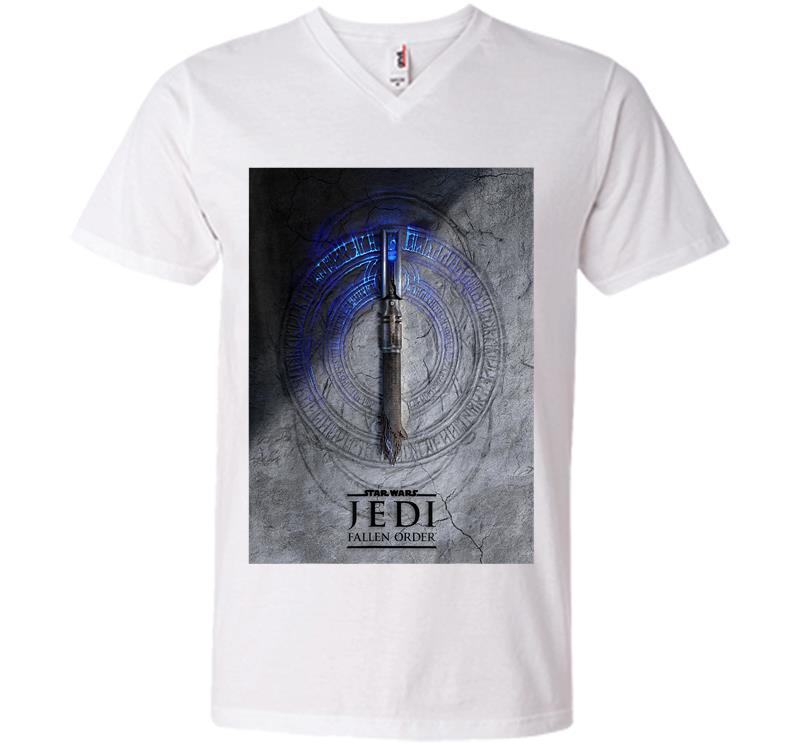 Inktee Store - Star Wars Jedi Fallen Order Teaser Image Lightsaber V-Neck T-Shirt Image