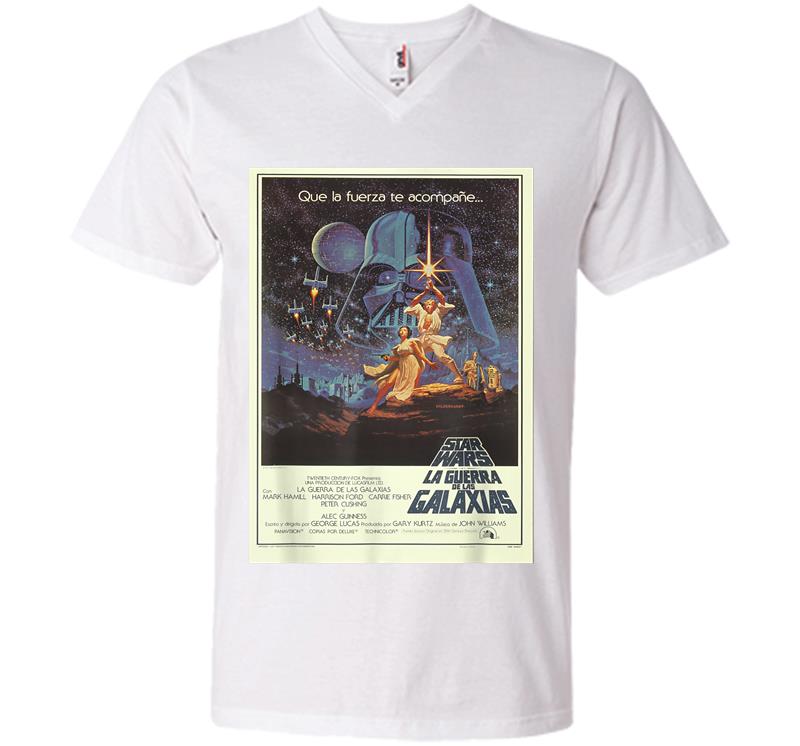 Inktee Store - Star Wars La Guerra De Las Galaxias Movie Poster V-Neck T-Shirt Image