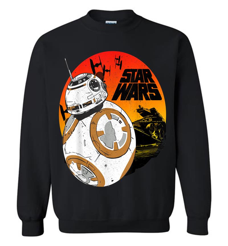Star Wars Last Jedi Bb-8 Retro Sunset Rollabout Sweatshirt