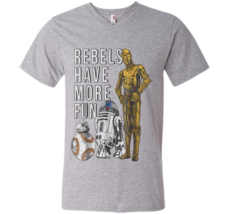 Inktee Store - Star Wars Last Jedi Droids Rebels Have More Fun Gold V-Neck T-Shirt Image