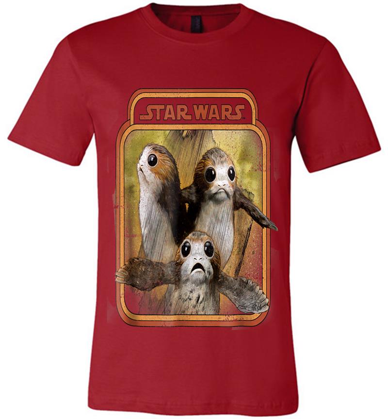 Inktee Store - Star Wars Last Jedi Porg Triplets Retro Box Graphic Premium T-Shirt Image