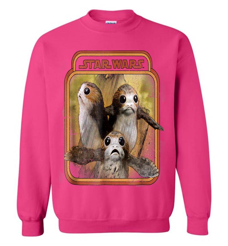 Inktee Store - Star Wars Last Jedi Porg Triplets Retro Box Graphic Sweatshirt Image