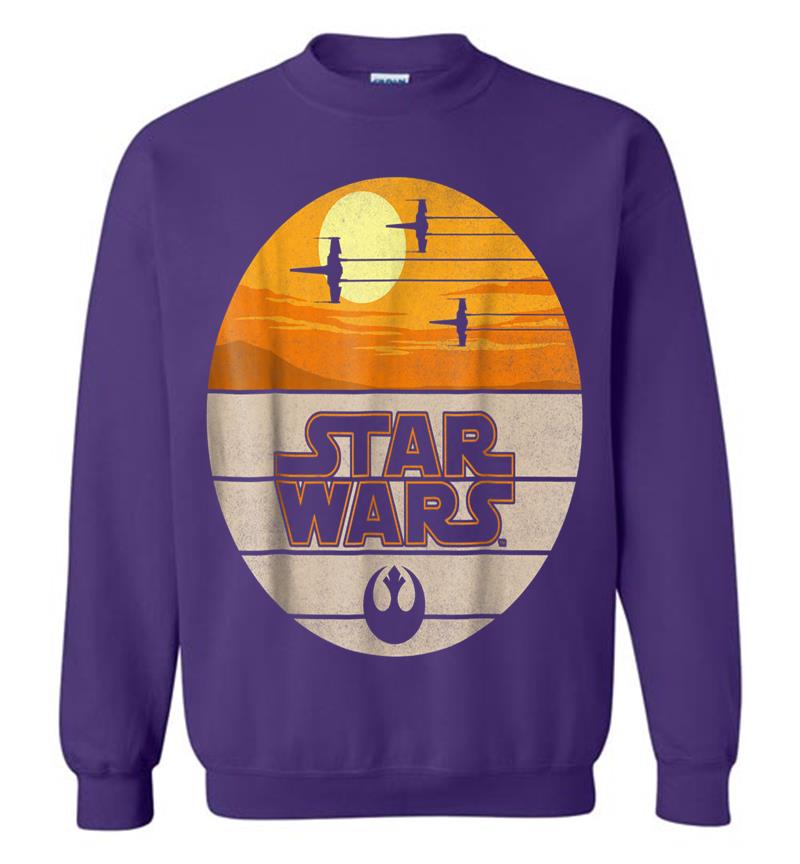 Inktee Store - Star Wars Last Jedi X-Wing Sunset Vintage Graphic Sweatshirt Image