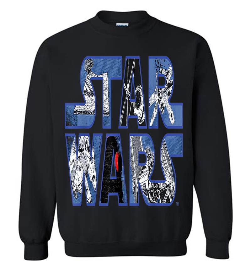 Star Wars Logo Millennium Falcon And Death Star Sweatshirt