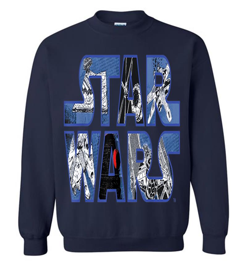 Inktee Store - Star Wars Logo Millennium Falcon And Death Star Sweatshirt Image
