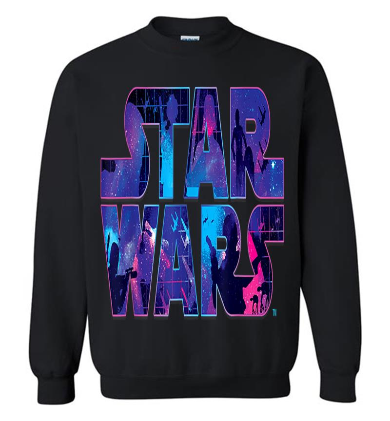 Star Wars Logo Retro 90S Twinkling Stars Sweatshirt