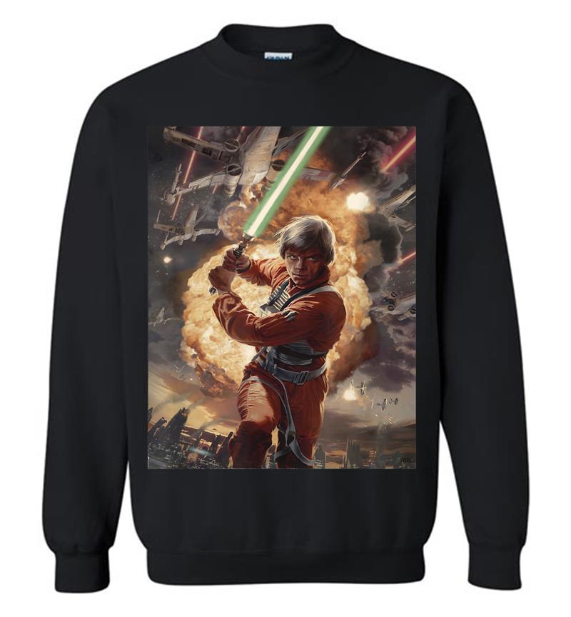 Star Wars Luke Skywalker Charging Poster Graphic Sweatshirt