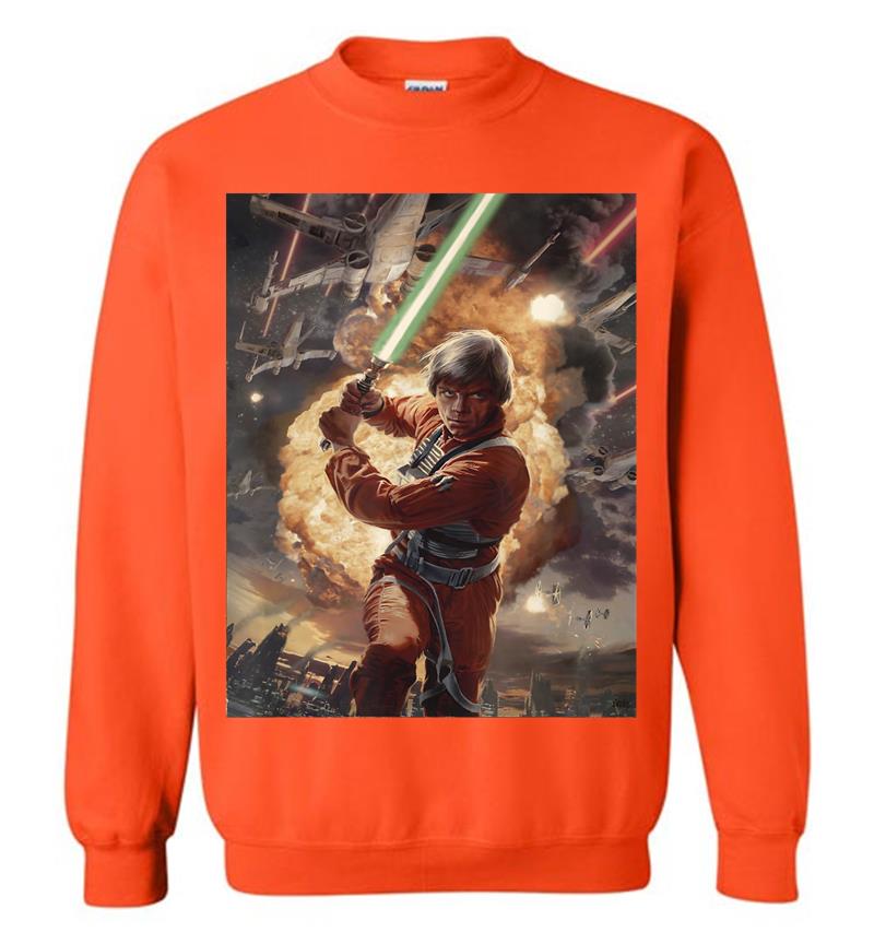 Inktee Store - Star Wars Luke Skywalker Charging Poster Graphic Sweatshirt Image
