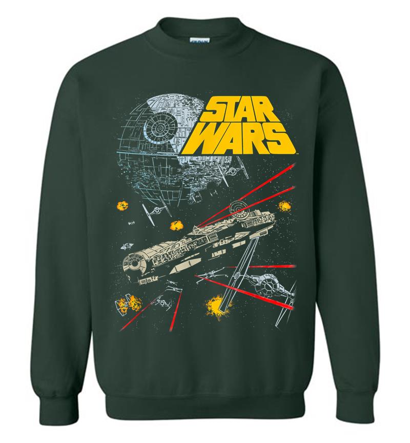 Inktee Store - Star Wars Millennium Falcon Battle Graphic Sweatshirt Image