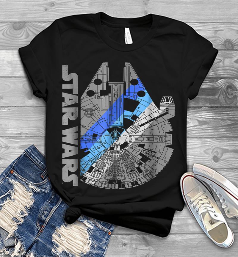 Star Wars Millennium Falcon Blue Shadow Graphic Mens T-Shirt