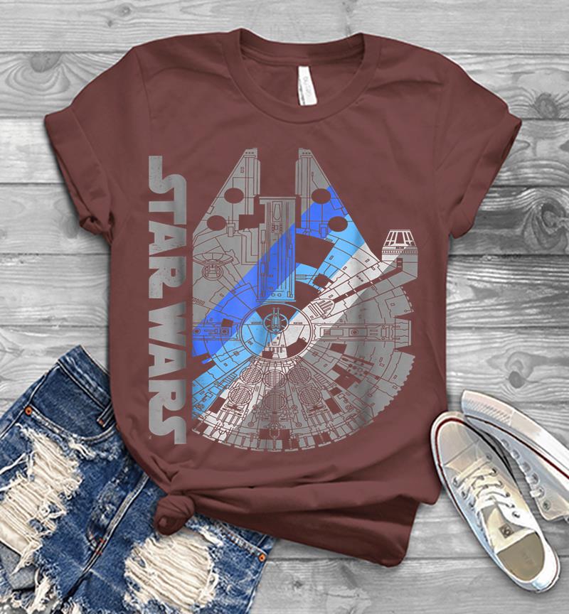 Inktee Store - Star Wars Millennium Falcon Blue Shadow Graphic Mens T-Shirt Image