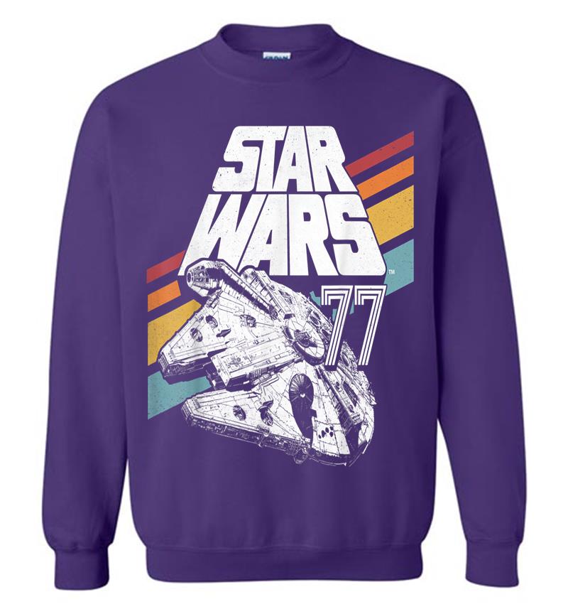 Inktee Store - Star Wars Millennium Falcon Retro Rainbow Stripe Sweatshirt Image