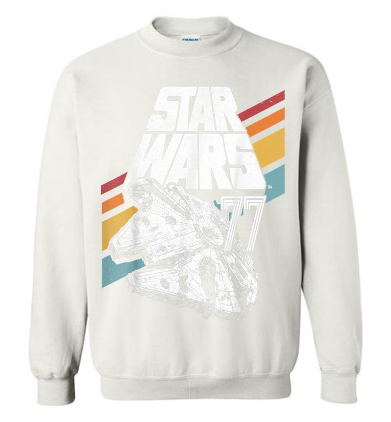 Inktee Store - Star Wars Millennium Falcon Retro Rainbow Stripe Sweatshirt Image