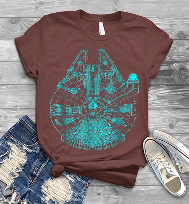 Inktee Store - Star Wars Millennium Falcon Teal Details Graphic Mens T-Shirt Image