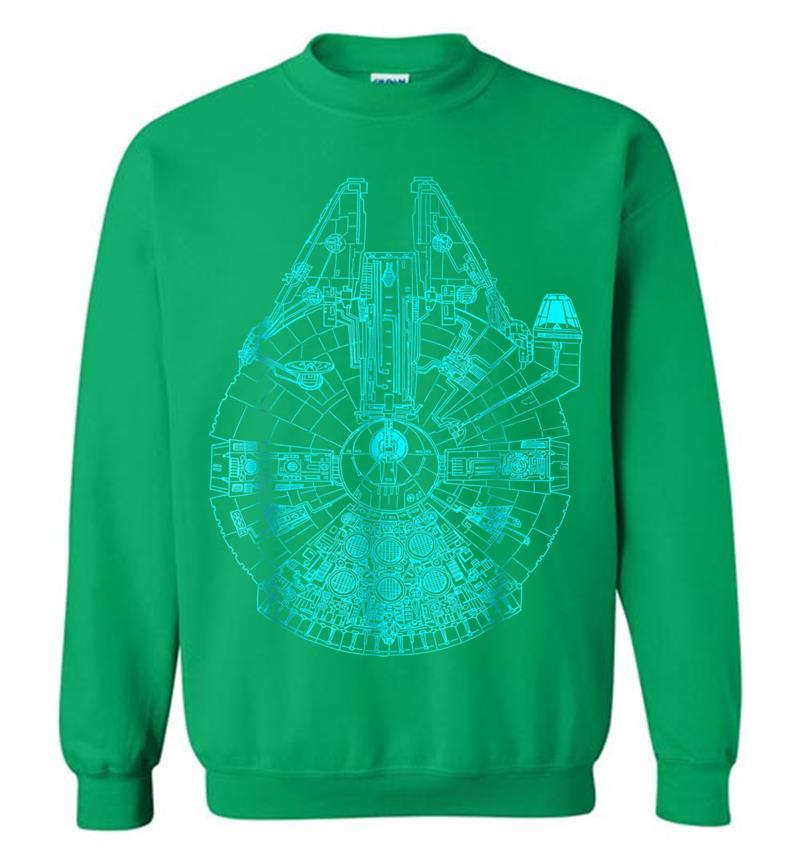 Inktee Store - Star Wars Millennium Falcon Teal Details Graphic Sweatshirt Image