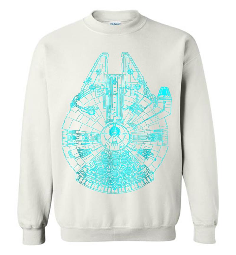 Inktee Store - Star Wars Millennium Falcon Teal Details Graphic Sweatshirt Image