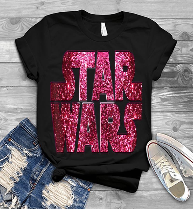 Star Wars Pink Logo Faux-Glitter Print Mens T-Shirt