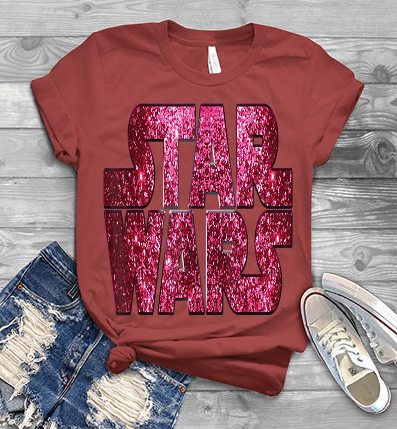 Inktee Store - Star Wars Pink Logo Faux-Glitter Print Mens T-Shirt Image