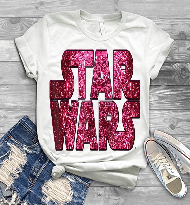 Inktee Store - Star Wars Pink Logo Faux-Glitter Print Mens T-Shirt Image