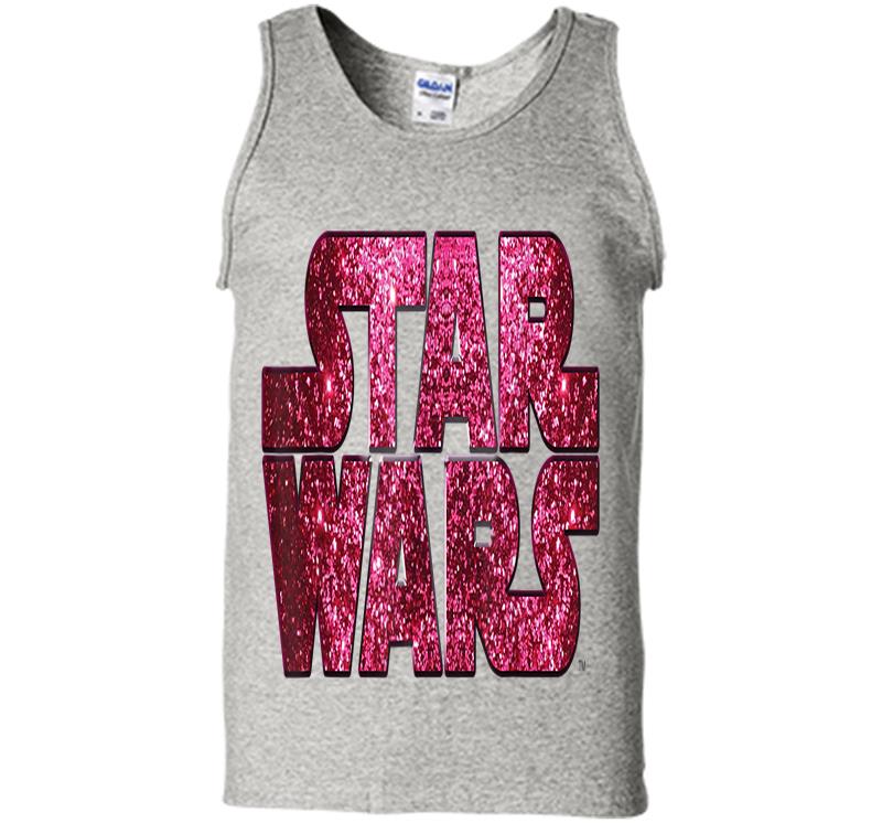 Star Wars Pink Logo Faux-Glitter Print Mens Tank Top