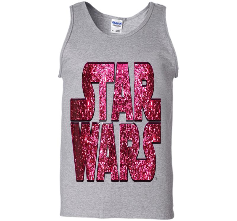 Inktee Store - Star Wars Pink Logo Faux-Glitter Print Mens Tank Top Image