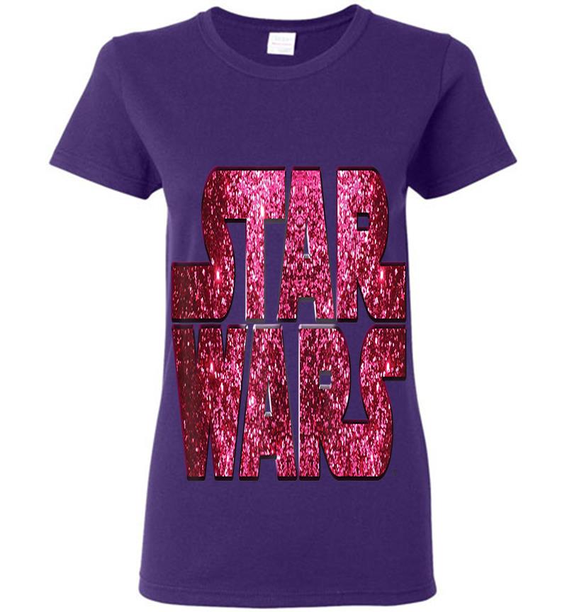 Inktee Store - Star Wars Pink Logo Faux-Glitter Print Womens T-Shirt Image