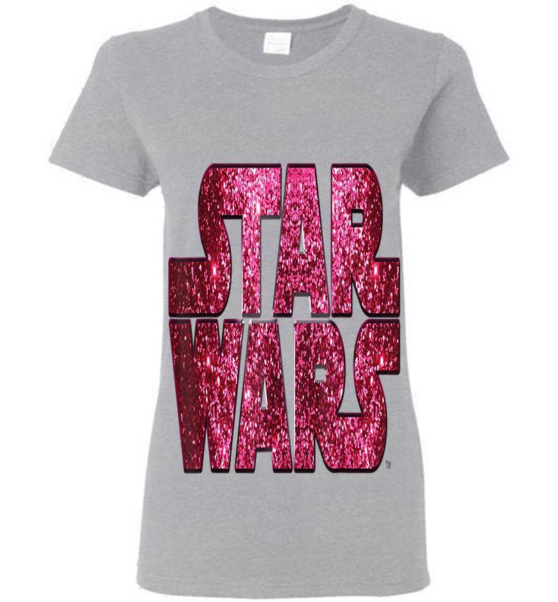 Inktee Store - Star Wars Pink Logo Faux-Glitter Print Womens T-Shirt Image