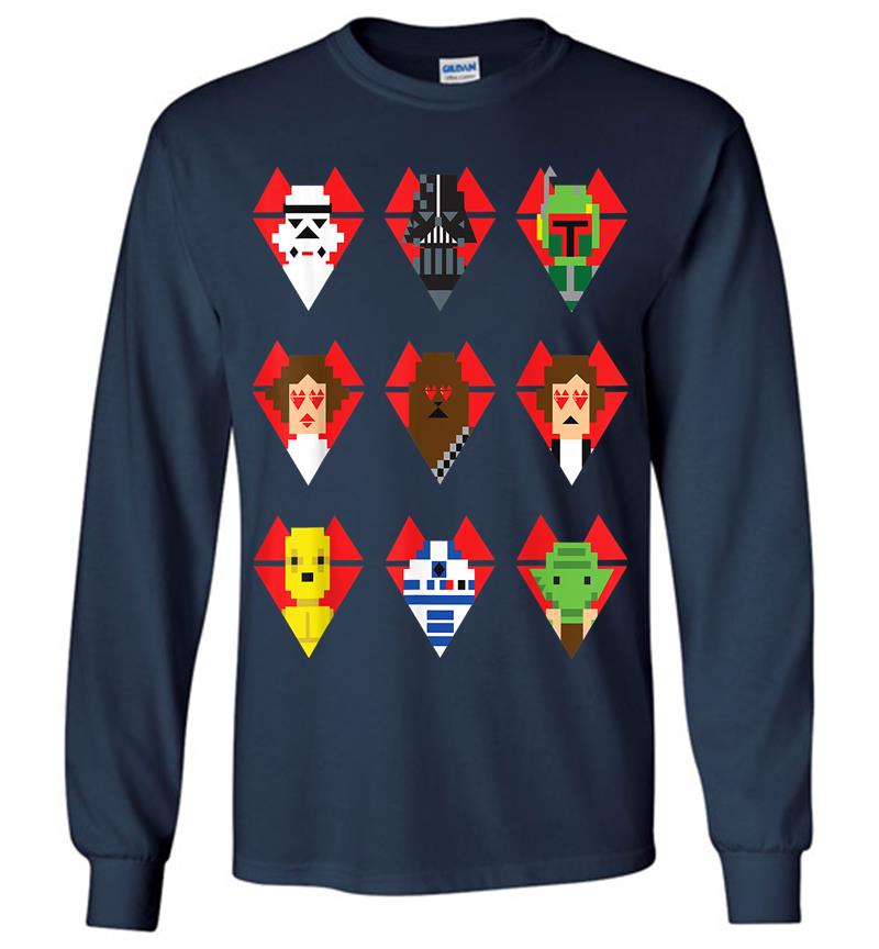 Inktee Store - Star Wars Pixel Hearts Line-Up Valentine'S Graphic Long Sleeve T-Shirt Image