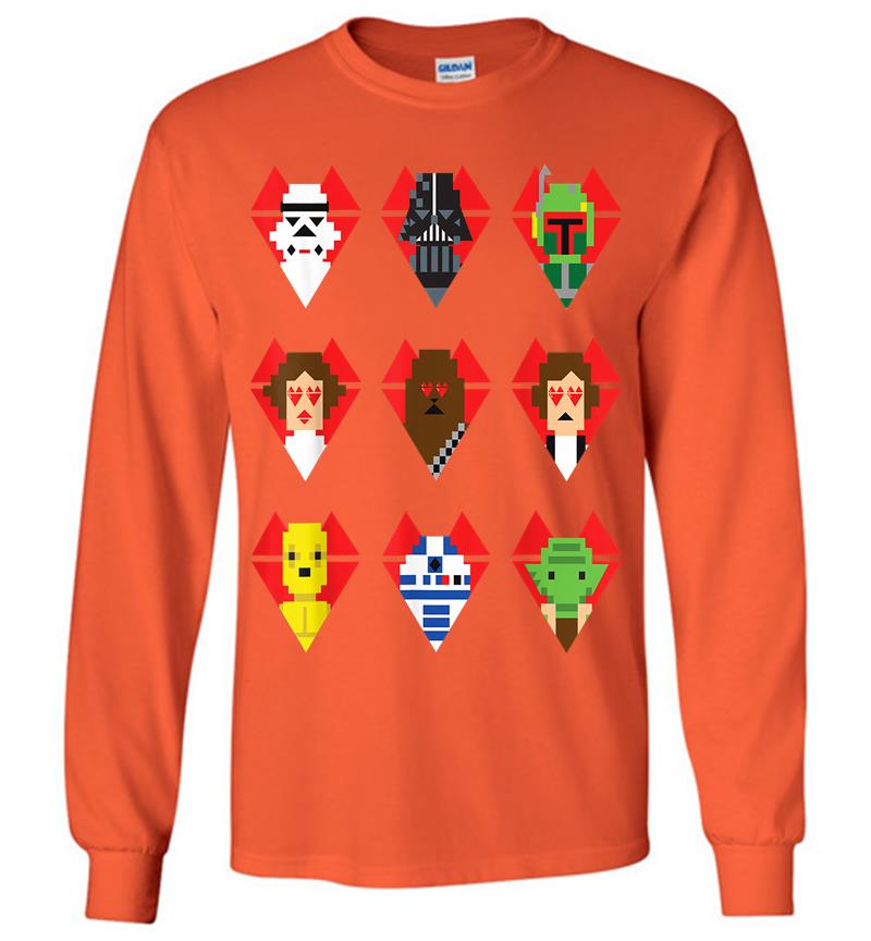 Inktee Store - Star Wars Pixel Hearts Line-Up Valentine'S Graphic Long Sleeve T-Shirt Image